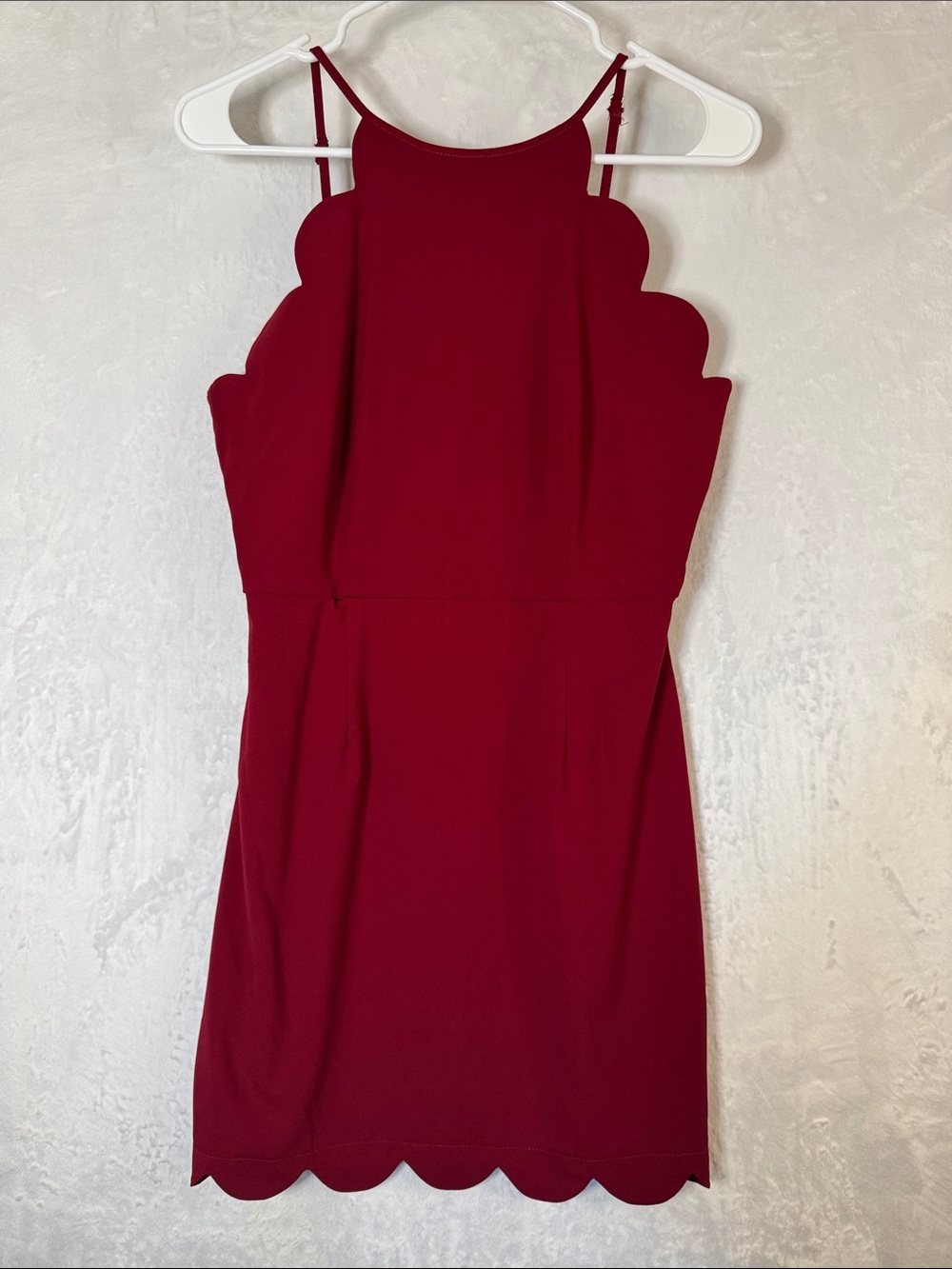 Entro Scallop-Edge Sleeveless Dress in Burgundy NWT Medium